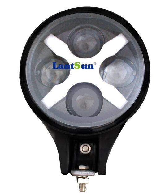 PAR DE FOCOS LED REDONDO (CON X) BASE NEGRA LANTSUN