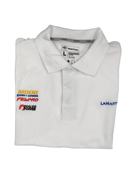 POLERA PIQUE MANGA CORTA TALLA L BLANCA LOGOS LAMARTINE MOOG