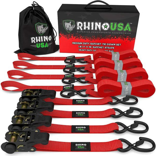 Pack x 4 Correas de Amarre 2.5 cm x 457 cm con Ratchet